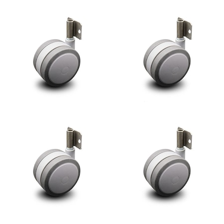 Service Caster 4" Gray Soft Twin Wheel Caster with Side Mount Set Service Caster SCC-GR02S100-TPR-GRY-716-4-CB180-4